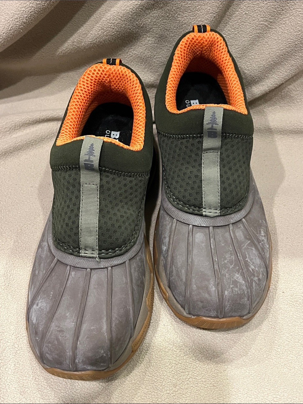 Men’s Olive Green and Orange Waterproof Slip-On Shoes